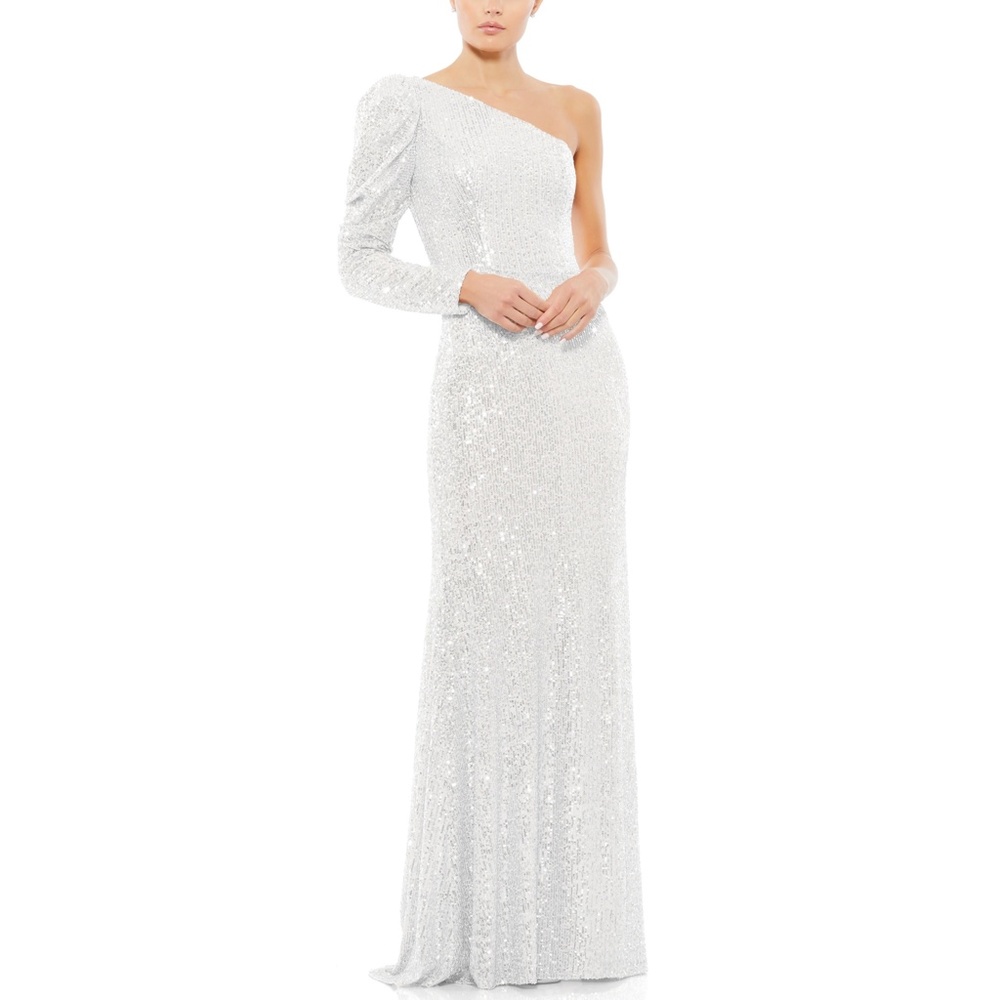 NEW Mac Duggal Ieena 26591 Sequin One Shoulder Trumpet Gown Size 10